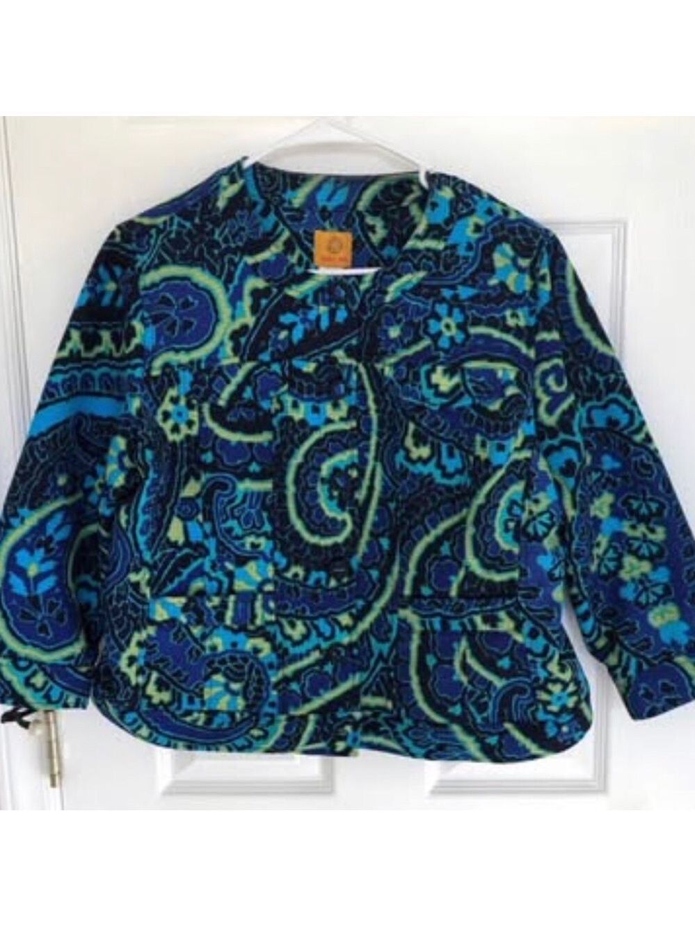 Ruby Rd. Vintage Abstract Paisley Boho Print Blazer Jacket Teddy Coat